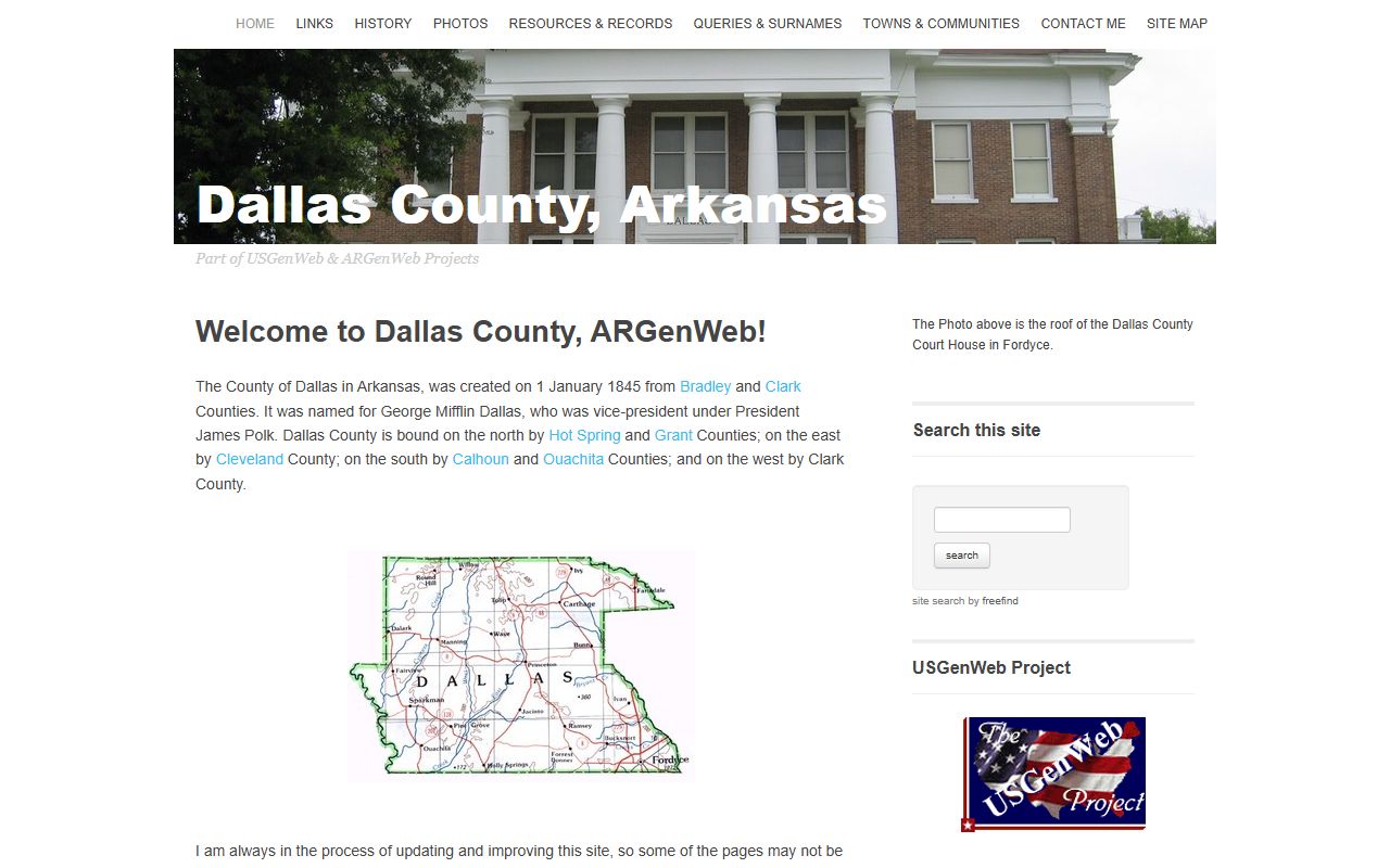 Dallas County ARGenWeb genealogy records page