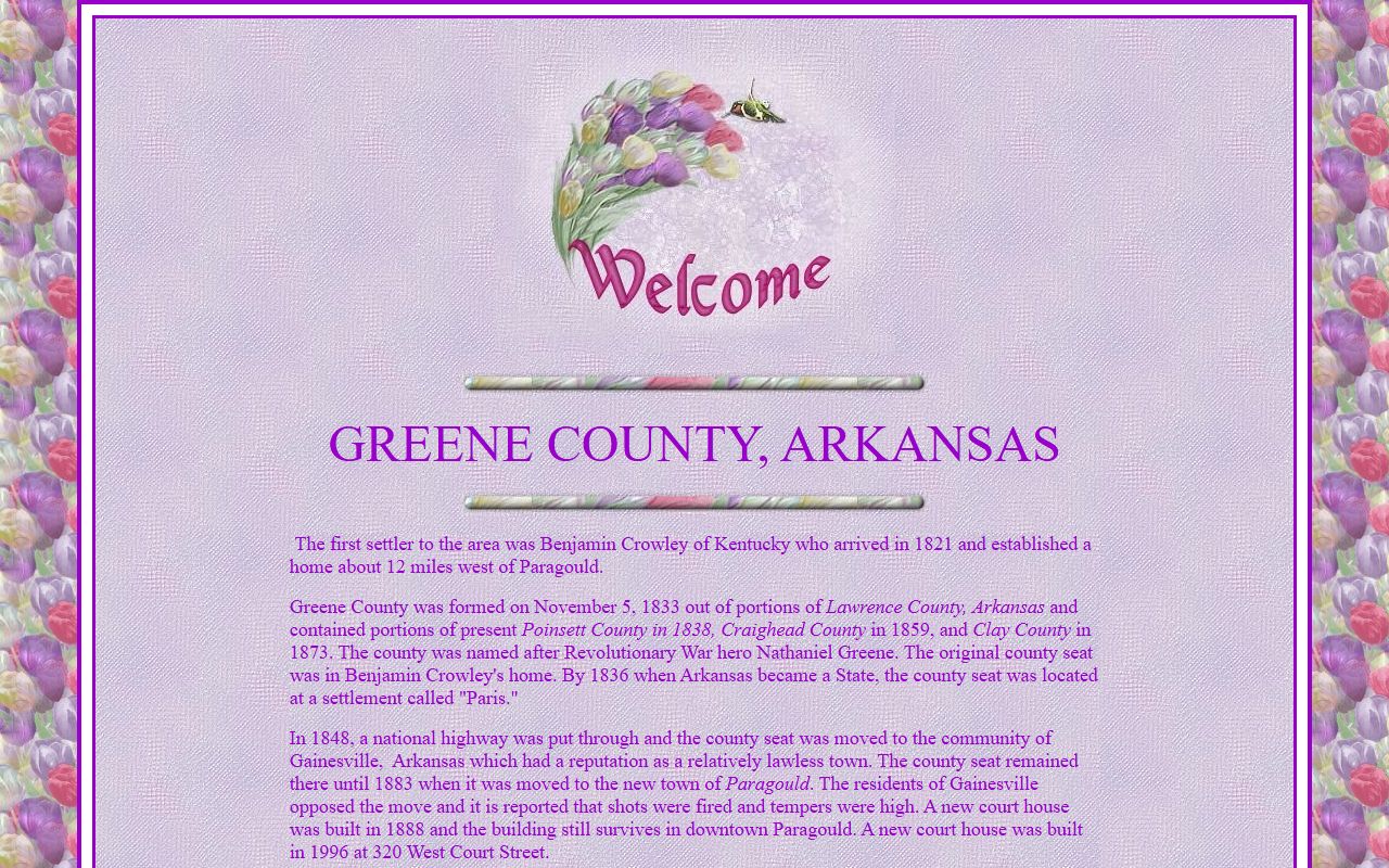 Greene County ARGenWeb genealogy records page