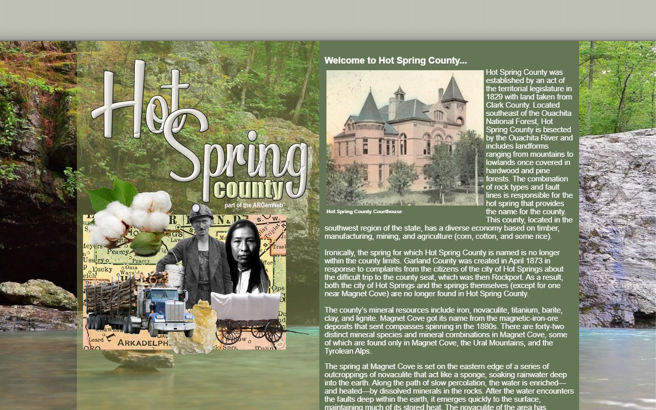 Hot Spring County ARGenWeb genealogy records page