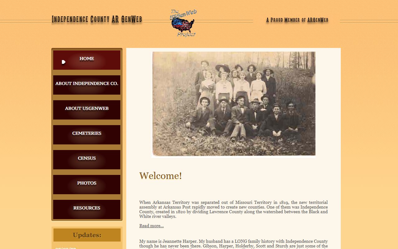 Independence County ARGenWeb genealogy records page