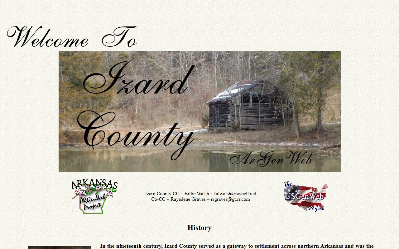 Izard County ARGenWeb genealogy records page