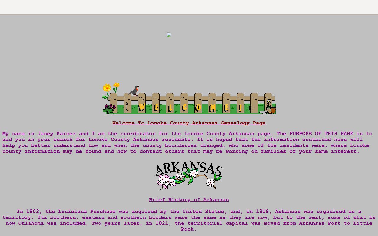 Lonoke County ARGenWeb genealogy records page