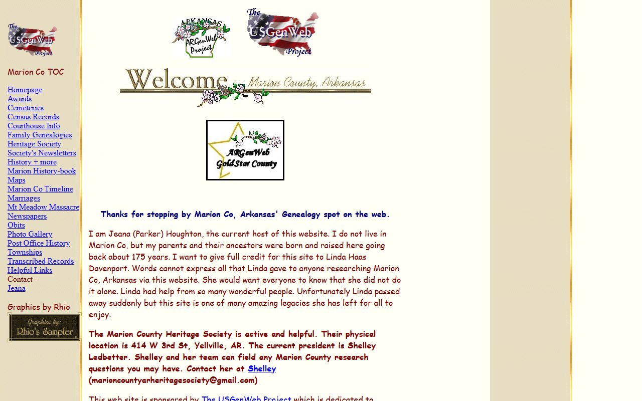 Marion County ARGenWeb genealogy records page