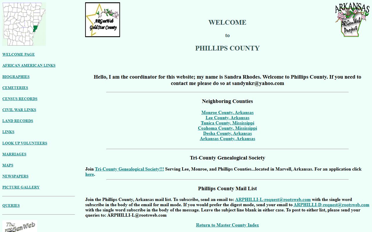 Phillips County ARGenWeb genealogy records page