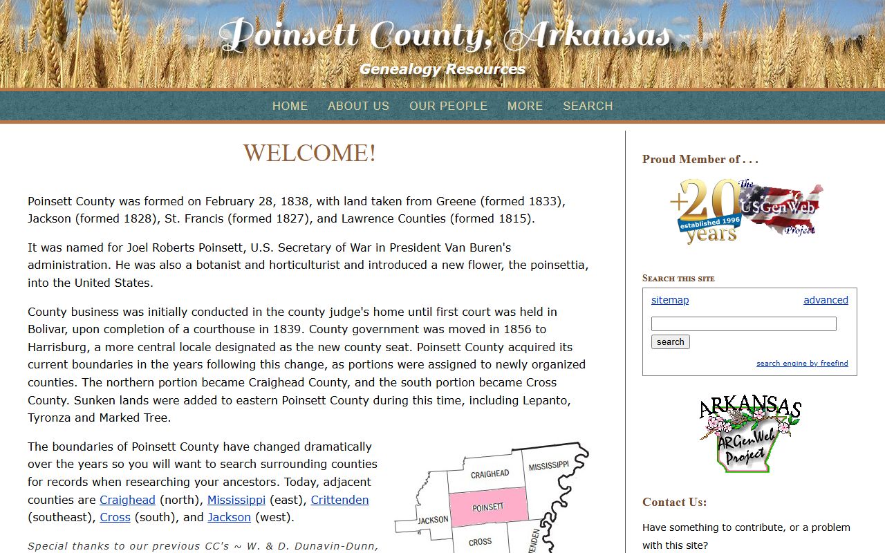 Poinsett County ARGenWeb genealogy records page