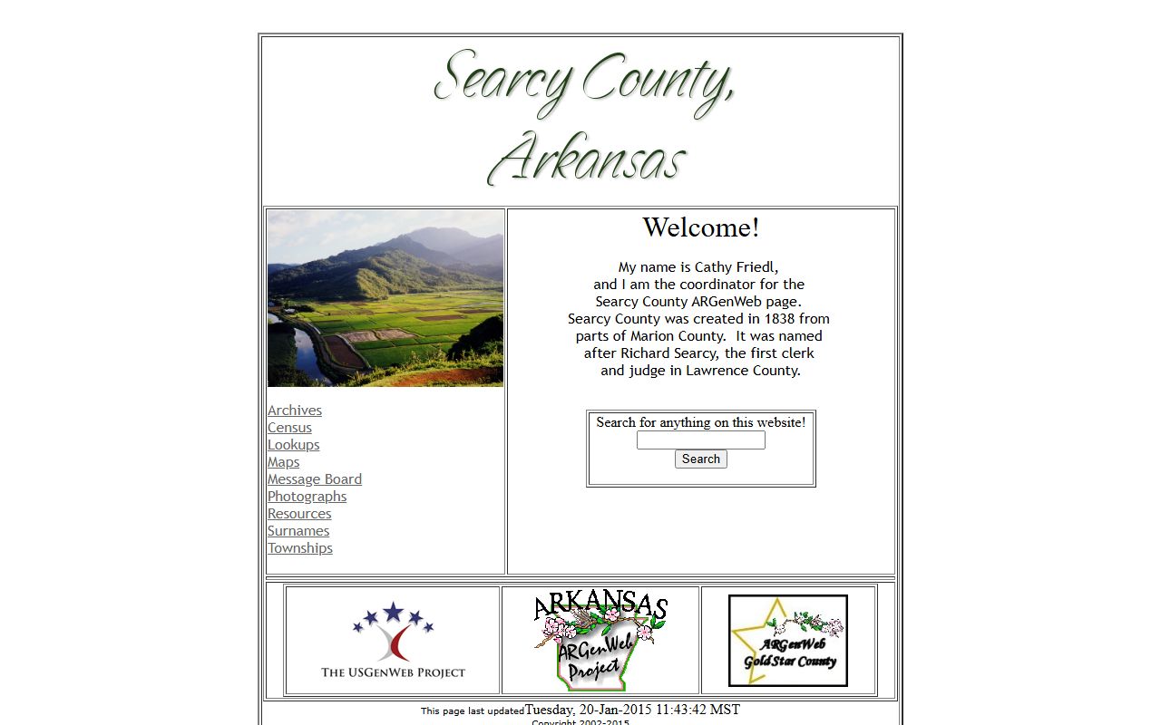 Searcy County ARGenWeb genealogy records page