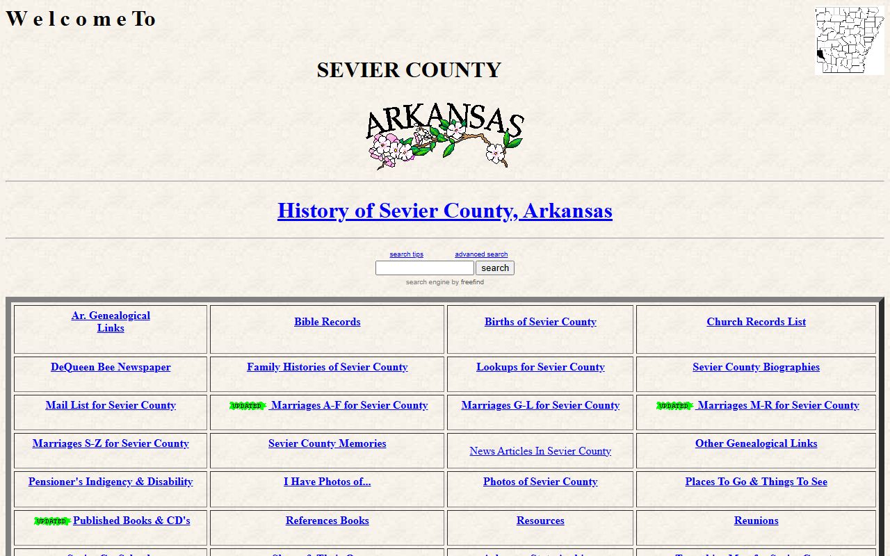 Sevier County ARGenWeb genealogy records page