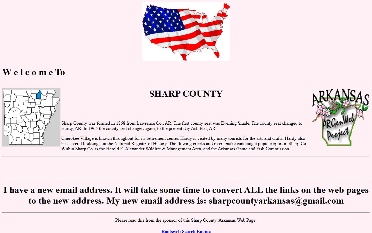 Sharp County ARGenWeb genealogy records page