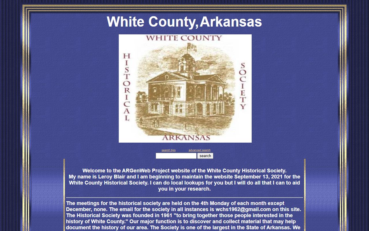 White County ARGenWeb genealogy records page