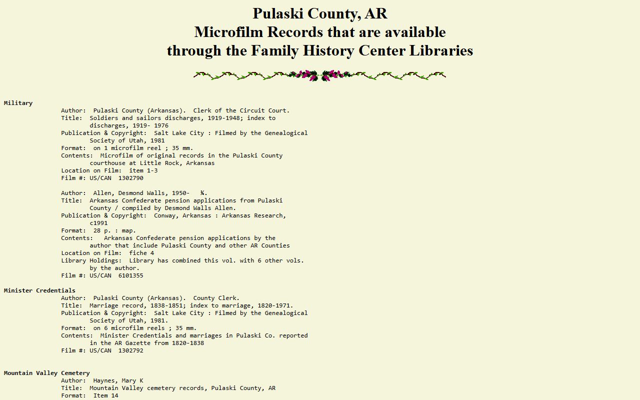 Arkansas county records on microfilm genealogy