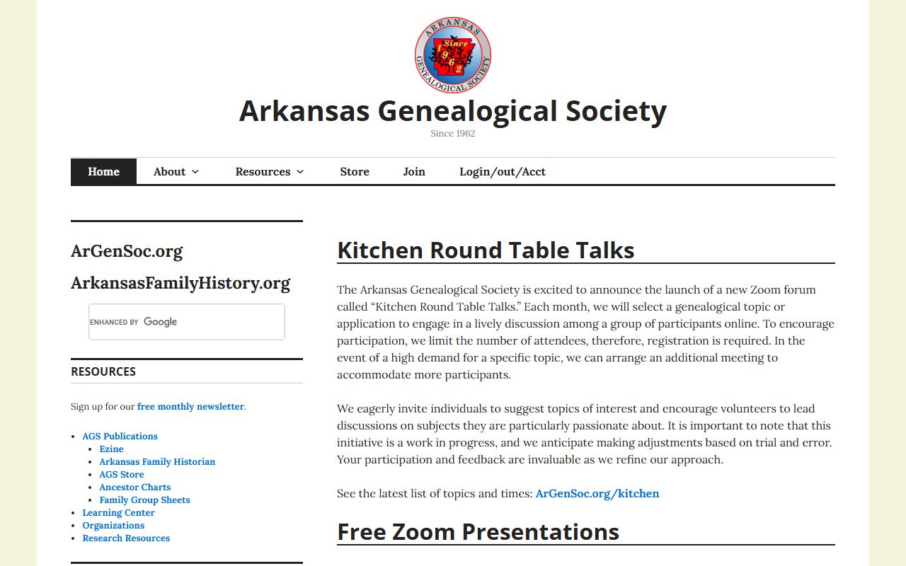 Arkansas Genealogical Society resources