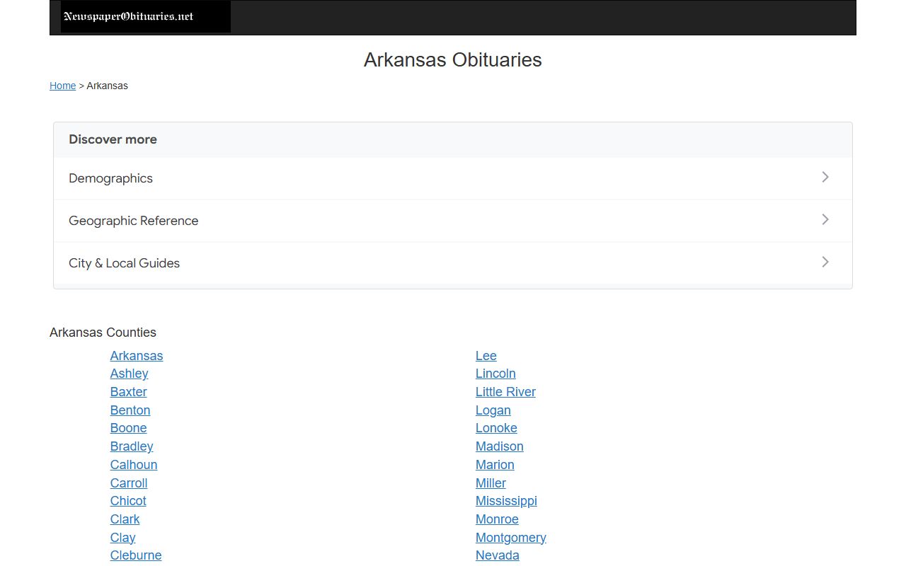 Arkansas obituary resources genealogy research