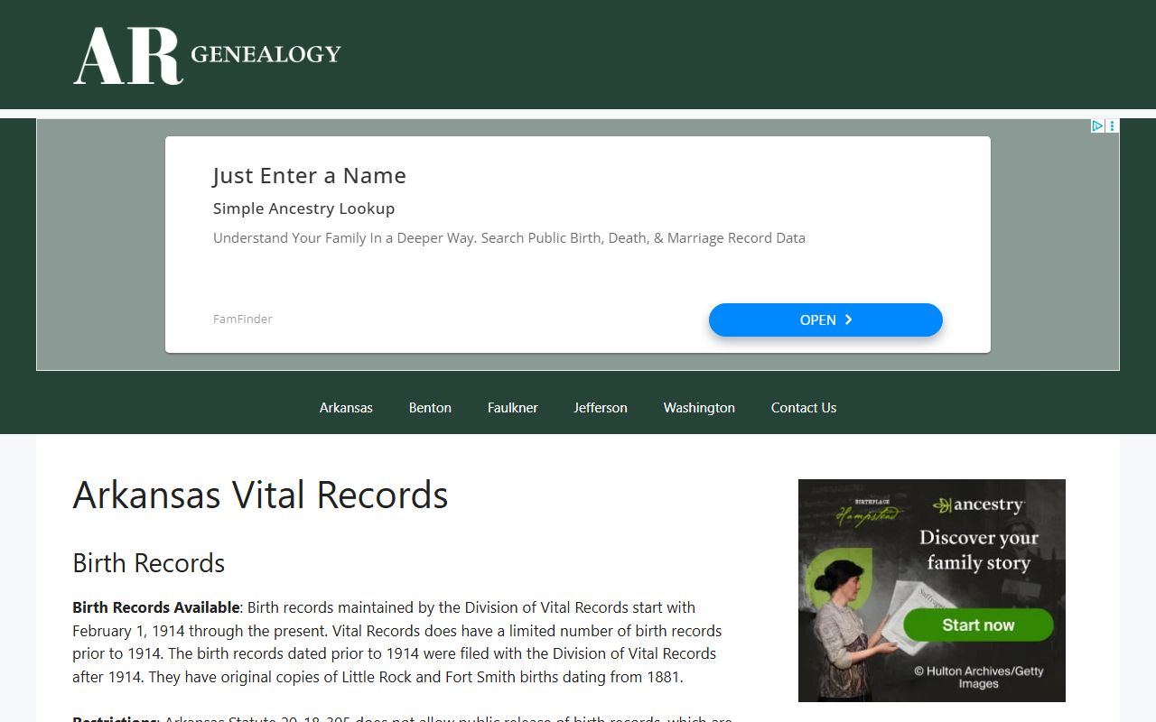 Arkansas statutes related to vital records genealogy access